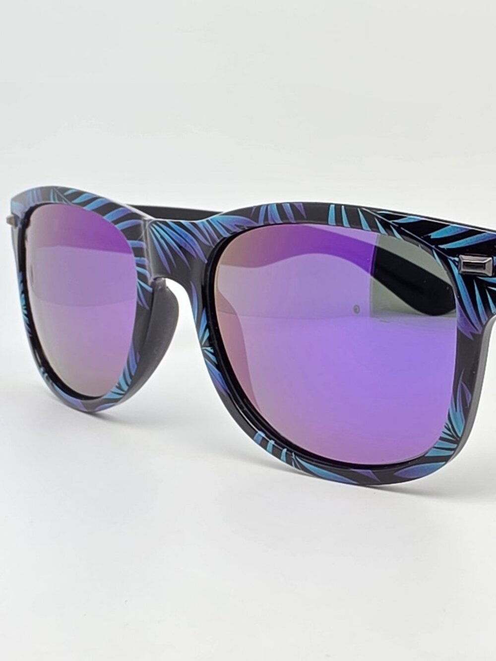 Knockaround Fort Knocks Tropical Palms Black Frame Polarized Purple Sunglasses